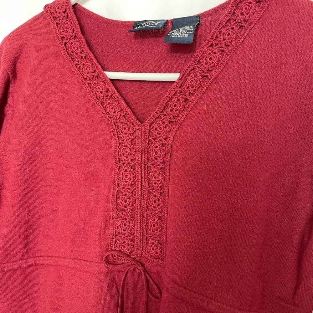 Genuine Sonoma/ Red light sweater with crochet accent - Picture 2 of 5